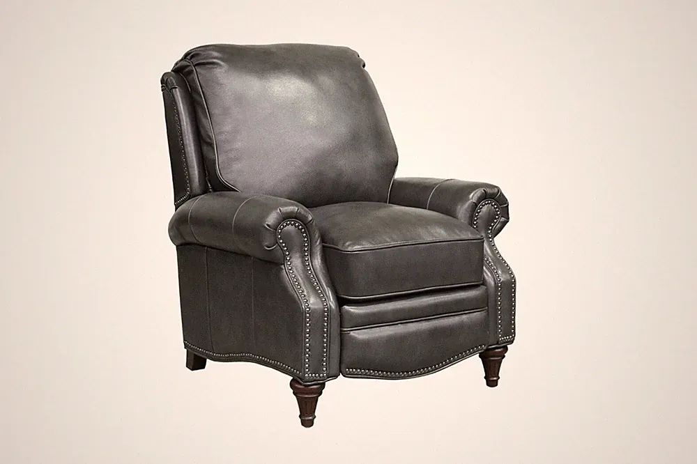 Barcalounger Avery Genuine Wrenn Gray Leather Recliner Chair 7-2160 5494-92