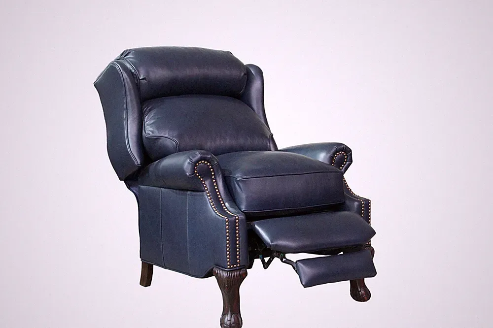 BarcaLounger Danbury II Recliner 7-4199 Shoreham Blue TOP GRAIN Leather 5700-47