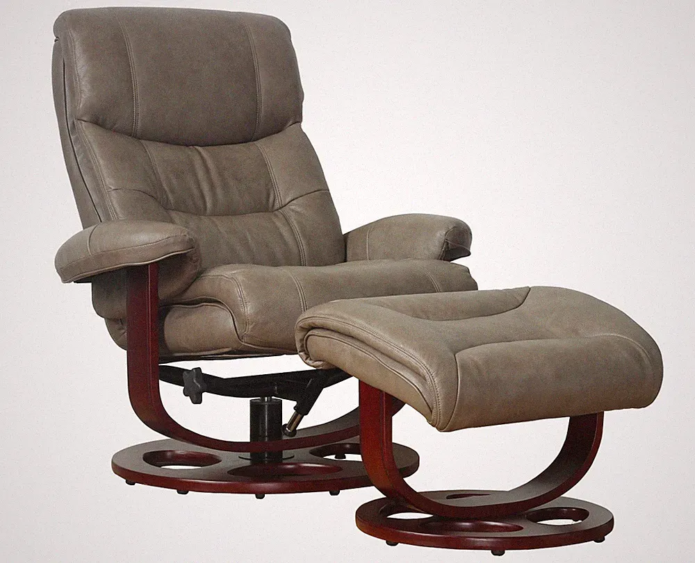 Barcalounger Dawson Chelsea Cobblestone Leather Pedestal Recliner Chair Ottoman