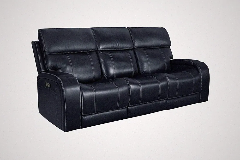 Barcalounger Glenwood Sofa w/Power Recliner in Rainer Ocean