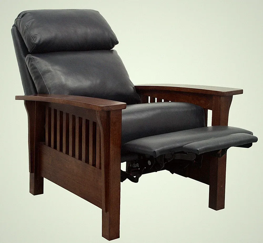 BarcaLounger Mission 7-3323 Leather Manual Recliner Chair 5702-47 Shoreham Blue