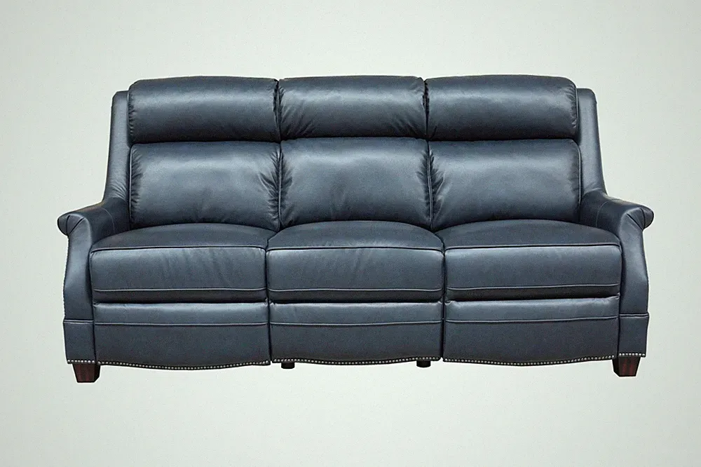Barcalounger Warrendale Power Reclining Sofa w/Power Head Rests in Shoreham Blue