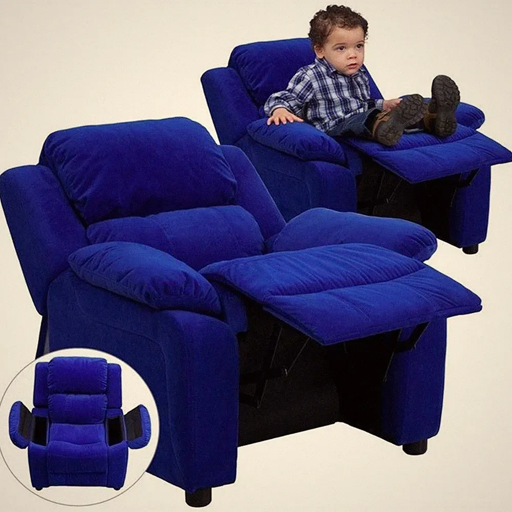 Bowery Hill Padded Kids Recliner in Blue