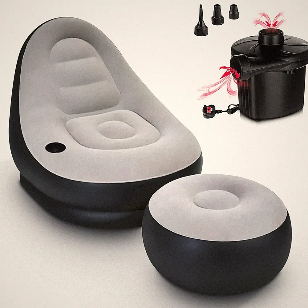 Deluxe Inflatable Sofa Lounger Ottoman Couch Gaming Chair Foot Stool Seat Air