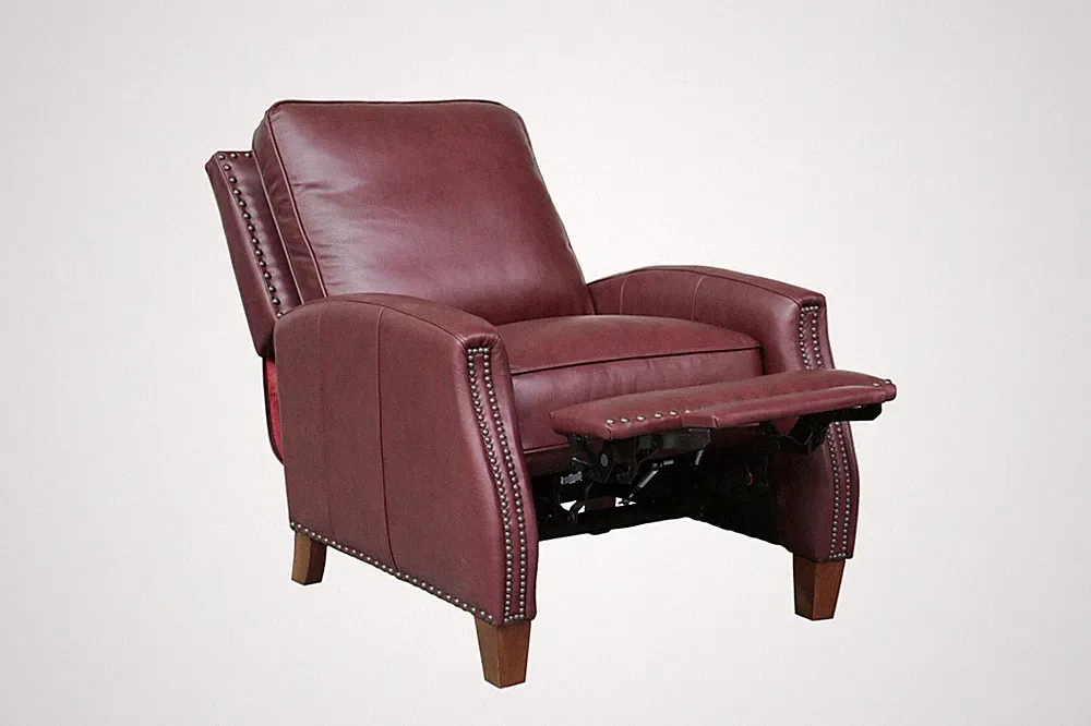 New Barcalounger Melrose Recliner Chair Shoreham Wine Red All Leather 5700-76