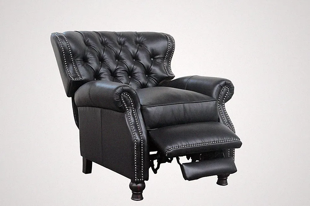 NEW Barcalounger Presidential II Wenlock Onyx Leather Manual Recliner Chair