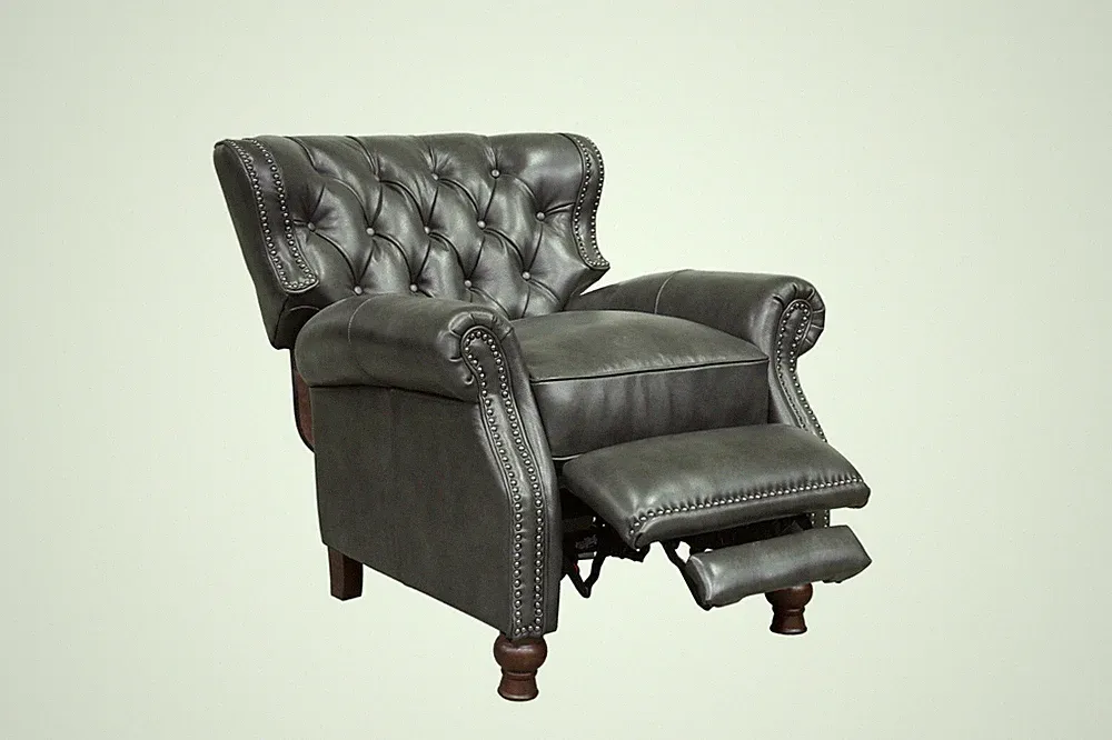 NEW Barcalounger Presidential II Wrenn Gray Leather Manual Recliner Chair