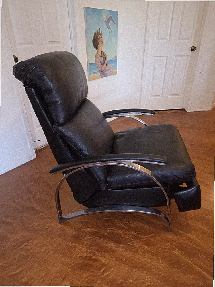 Vintage Barcalounger Spectra II Recliner Black Leather
